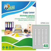 Tico LP4W-2212 Copy Laser Premium Etichette Adesive 22x12.7 mm 48 per foglio 4800 etichette Adesivo Permanente colore Bianco
