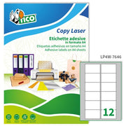 Tico Etichette Tico Laser Bianche 76 2x46 4 Etich. X Foglio 12 - Cf 100 Ff