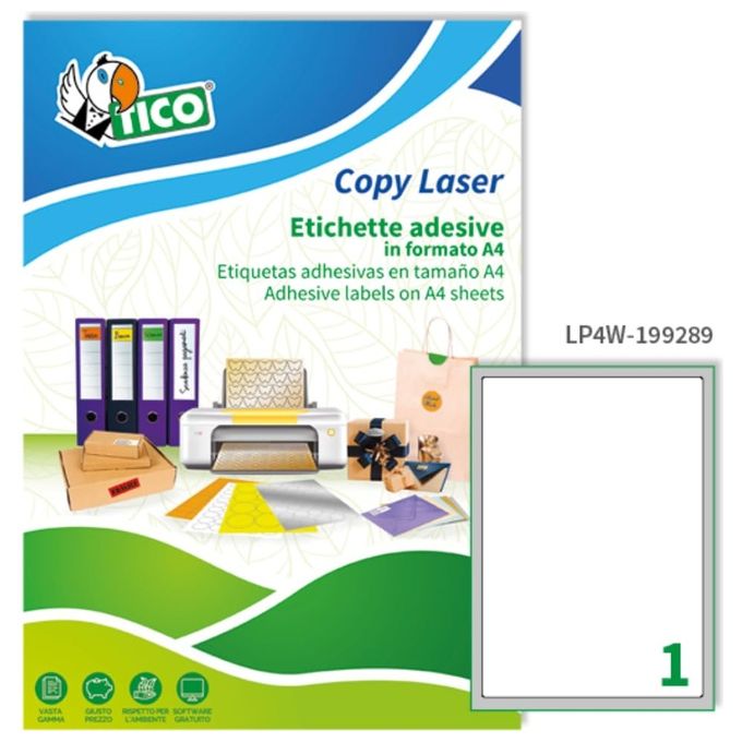 Tico LP4W-199289 Confezione 100 Etichette Laser Bianche 199x289mm