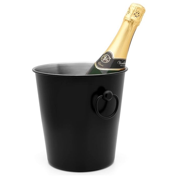 Leopold Vienna LV213008 Enkelwandig Secchiello per Champagne Acciaio Inox 304 con Supporto Opzionale colore Nero