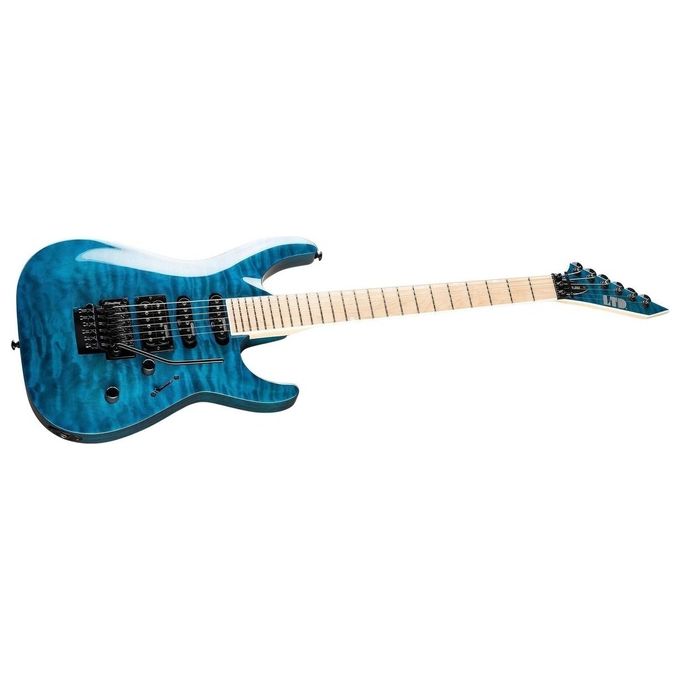 ESP LTD MH-203QM M Series Chitarra Elettrica Superstrat Corpo Mogano Tavola Acero Flammato Floyd Rose HSS colore See Thru Blue