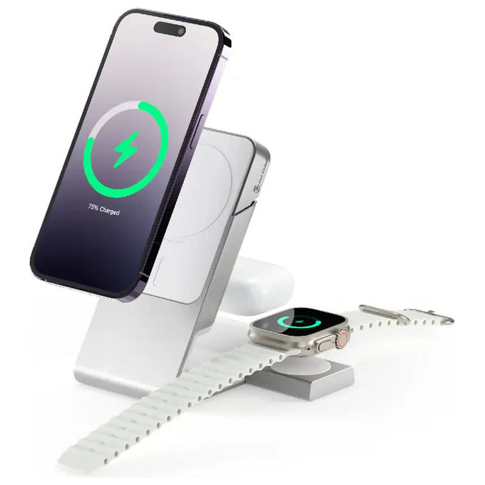 Alogic MSPBDDAWCWH Magnetic Charger Power Bank 5000 mAh Ricarica Wireless 15 W MagSafe Compatibile Bianco