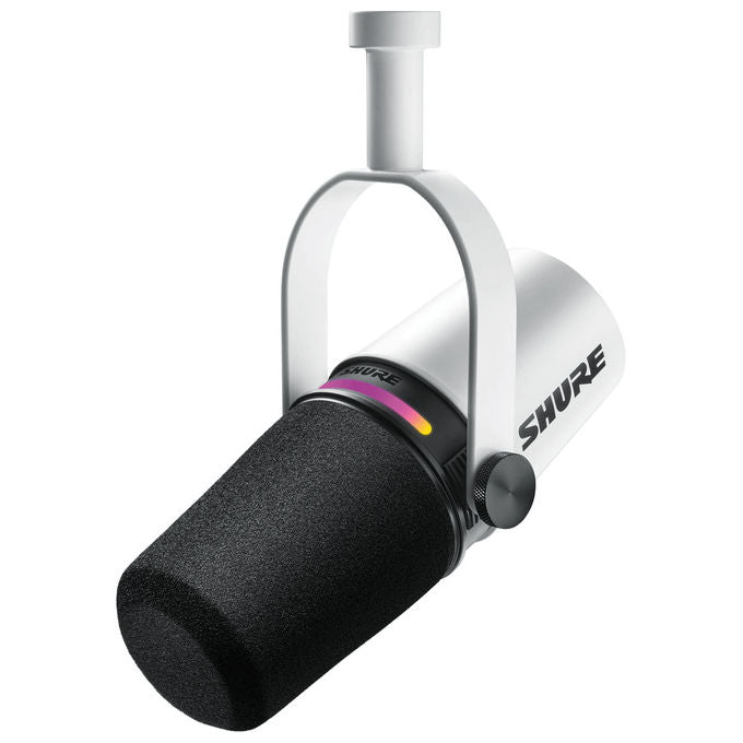 Shure MV7+ White Microfono Dinamico Cardioide con Connessione USB-C e XLR Auto Level Denoiser Digital Popper Stopper colore Bianco