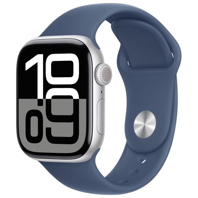 Apple Watch Series 10 GPS 42mm, Cassa Alluminio Argento, Sport Loop Denim