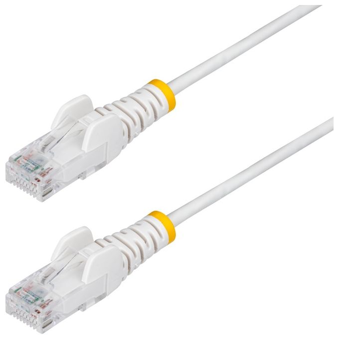 StarTech cavo ethernet Cat6 slim 15m bianco, UTP, RJ45 antigroviglio, rame 28AWG, LSZH, PoE++ 90W, 1Gbps, 250MHz