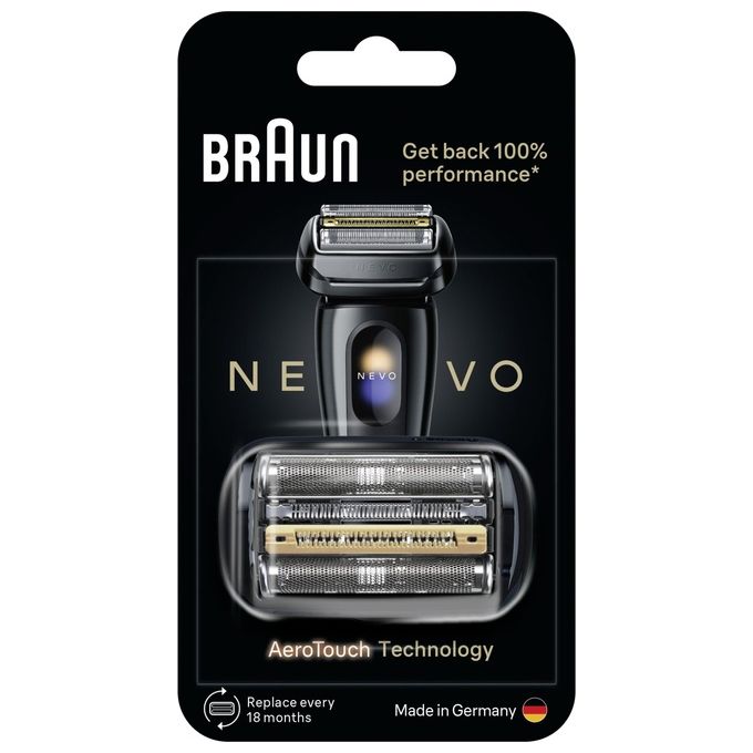 Braun NEVO-B Testina di Ricambio per Rasoio Elettrico NEVO 250 Lame in Acciaio Inossidabile Tecnologia AeroTouch colore Nero
