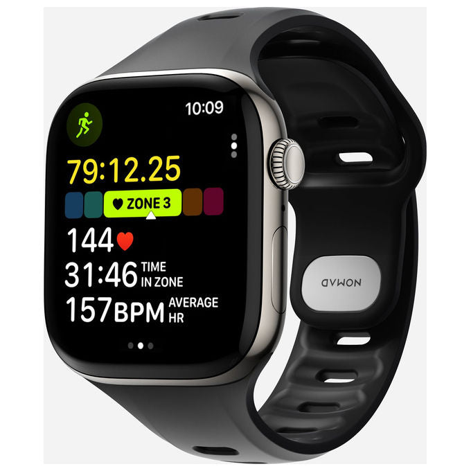Nomad NM011406858 Tempo Band Cinturino Sportivo in Fluoroelastomero FKM 100% Impermeabile con Chiusura in Alluminio colore Nero