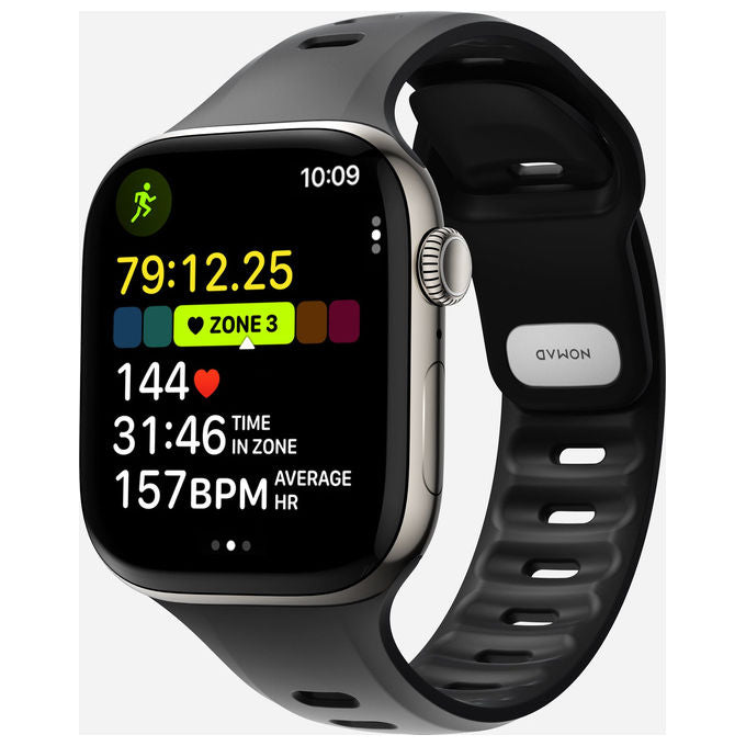 Nomad NM011444858 Tempo Band Cinturino per Apple Watch 45mm 46mm in FKM Fluoroelastomero Impermeabile Regolabile colore Nero