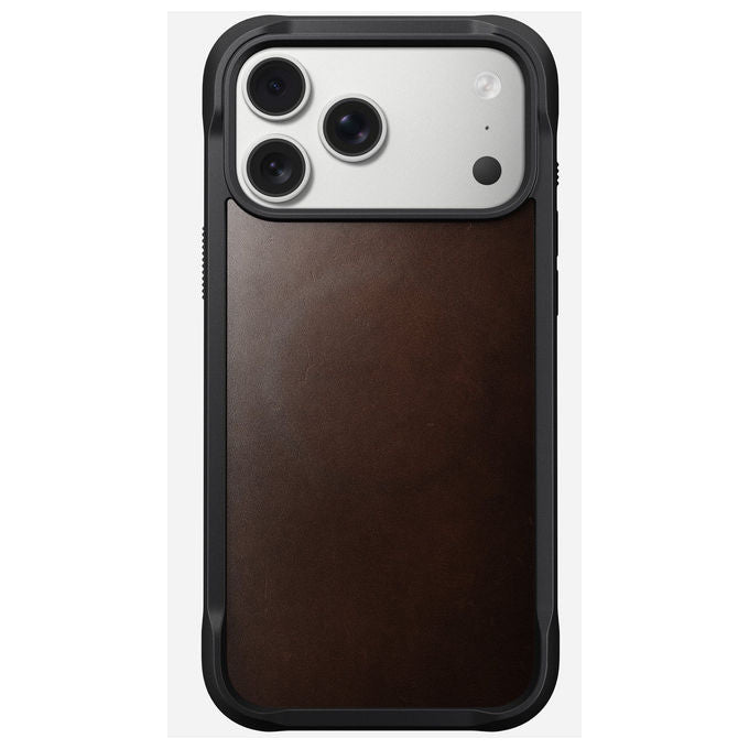 Nomad NM011796858 Rugged Leather Case Custodia per iPhone 17 Pro Max Compatibile con MagSafe Resistente alle Cadute fino a 4,5 m in Pelle Horween colore Marrone