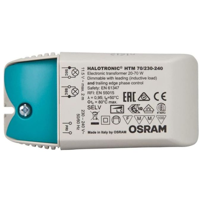 Osram HTM 70-230-240 Halotronic Trasformatore Elettronico 12V 20-70W 230V~ Dimmerabile IP20 colore Bianco