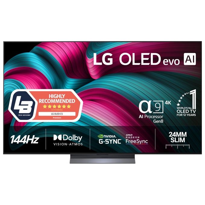 LG OLED65C51LA Smart TV OLED evo 65'' 4K UHD α9 Gen 8 AI Processor webOS 25 Dolby Vision 120 Hz colore Nero