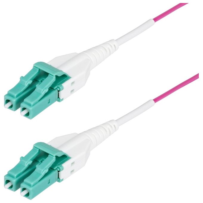 StarTech cavo fibra ottica multimodale OM4, LC-LC UPC duplex, 40 metri, 100Gbps, uniboot, guaina OFNR, viola erica, 50-125 µm
