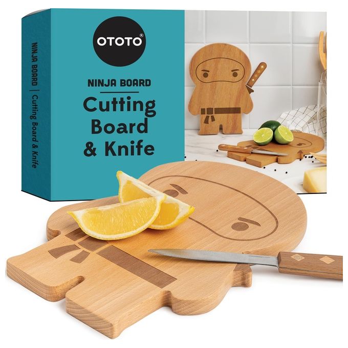 OTOTO 7290015169288 Ninja Board Tagliere con Coltello in Legno colore Ninja