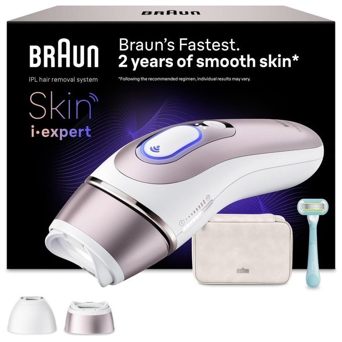 Braun PL7211 Skin i expert Epilatore IPL 10 livelli 400.000 lampi sensore tono pelle rasoio incluso colore Rose Gold Bianco
