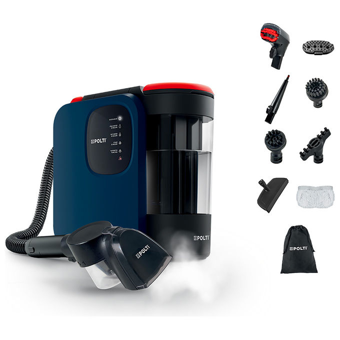 Polti PTEU0327 StainOver Pet SC40 Smacchiatore a Vapore 4 in 1 con Funzione Aspirazione e Vapore 1.6 L 14900 Pa Spazzola Pet + 9 Accessori colore Blu Scuro
