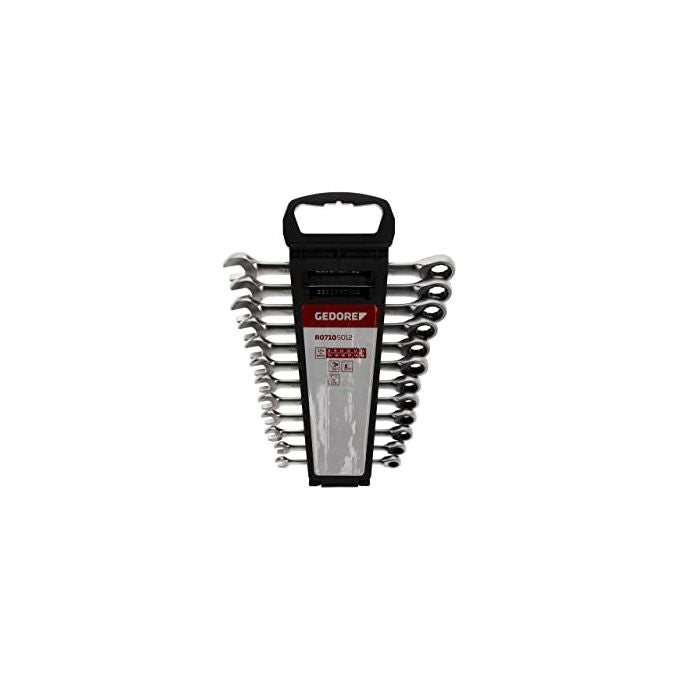 GEDORE RED 3300850 Gedore RED Chiavi combinate a cricchetto 12 pezzi 8-19 mm Acciaio al cromo vanadio 72 denti 5° 15° colore Cromo