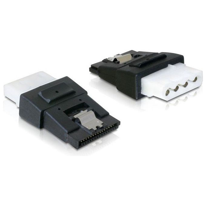 DeLOCK 65046 Adattatore Alimentazione 4pin Molex Femmina a SATA 15pin Femmina con Clip Metallica colore Nero