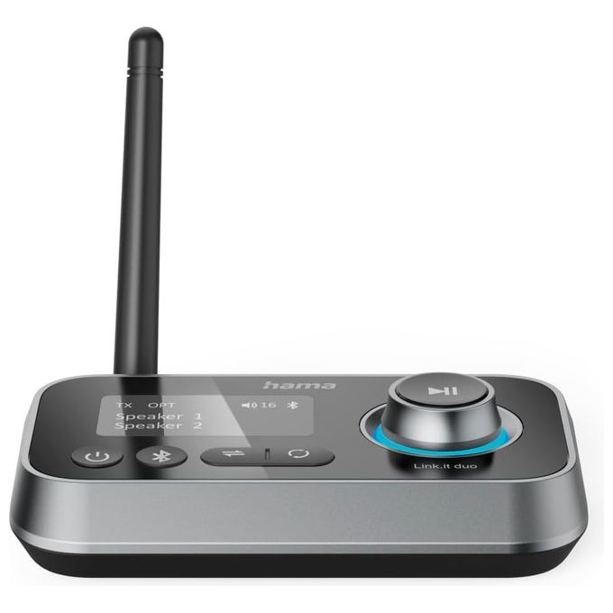Hama 00205322 Link.it Duo Adattatore Bluetooth Trasmettitore e Ricevitore 2 in 1 Bluetooth 5.2 aptX Low Latency Portata 10 m colore Nero