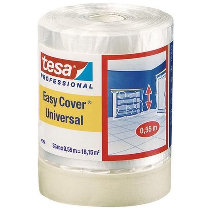 Tesa 04368-00012-01 Easy Cover Nastro Mascheratura con Pellicola Protettiva HDPE 33 m x 550 mm colore Trasparente