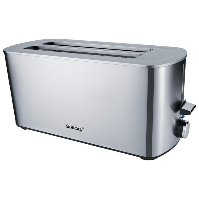 Steba TO 21 INOX Tostapane a Doppia Fessura Lunga 4 Fette 1400 W 7 Livelli di Doratura Regolabili Funzioni Tostatura Scongelamento Riscaldamento Stop Colore Acciaio Inox