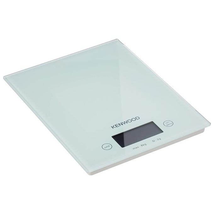 Kenwood DS401.W Bilancia Elettronica da Cucina con Piano in Vetro Bianco Display Elettronico e Piedini Antiscivolo Spegnimento Automatico Doppio Sistema di Misurazione (gr-oz) BIANCO Single