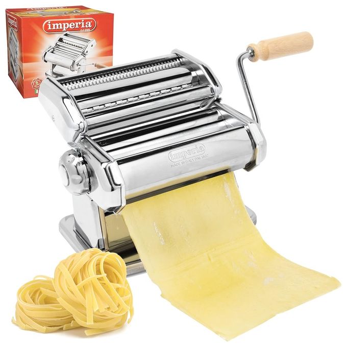 Imperia Macchina per Pasta Manuale con Manovella Sfogliatrice acciaio cromato Argento
