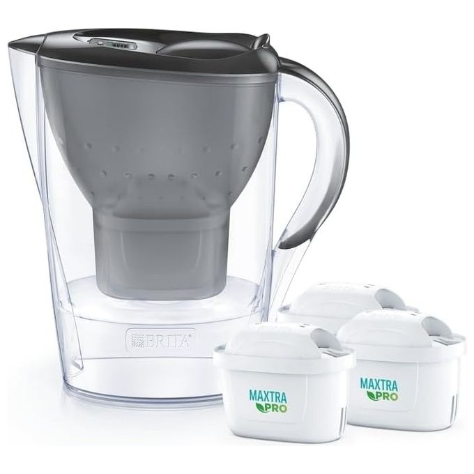 BRITA 1051468 Marella Filtro d'acqua manuale 2,4 L con coperchio pieghevole e indicatore cambio filtro colore Blu