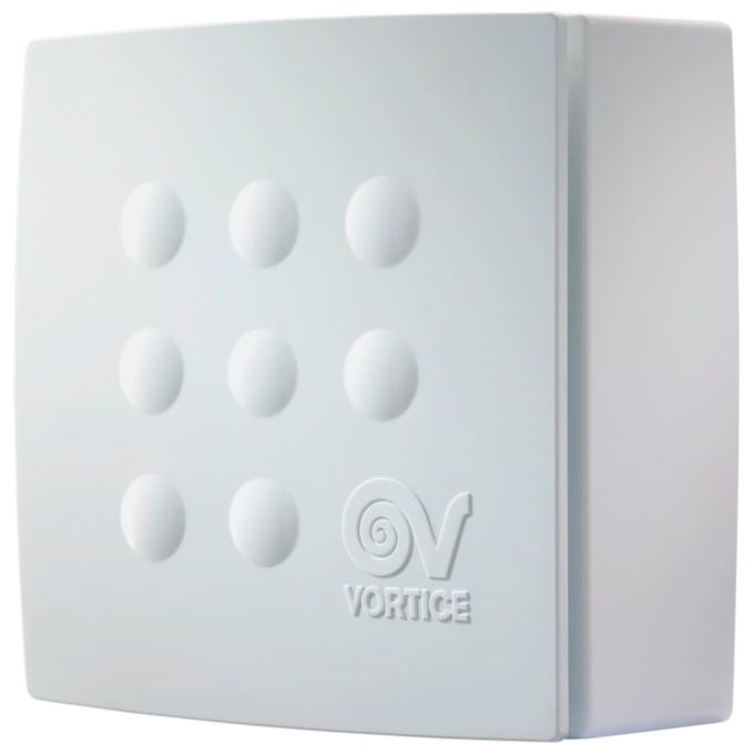 Vortice Quadro Micro 80 - Aspiratore centrifugo da condotto Ø 80 mm, portata 95 m³-h, 2 velocita', IPX4, Bianco