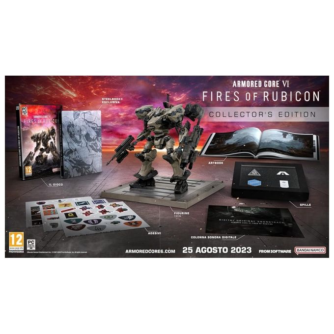 Bandai Namco Armored Core VI Fires of Rubicon Collector's Edition Gioco PC Azione Steelbook Artbook Figurina 19cm
