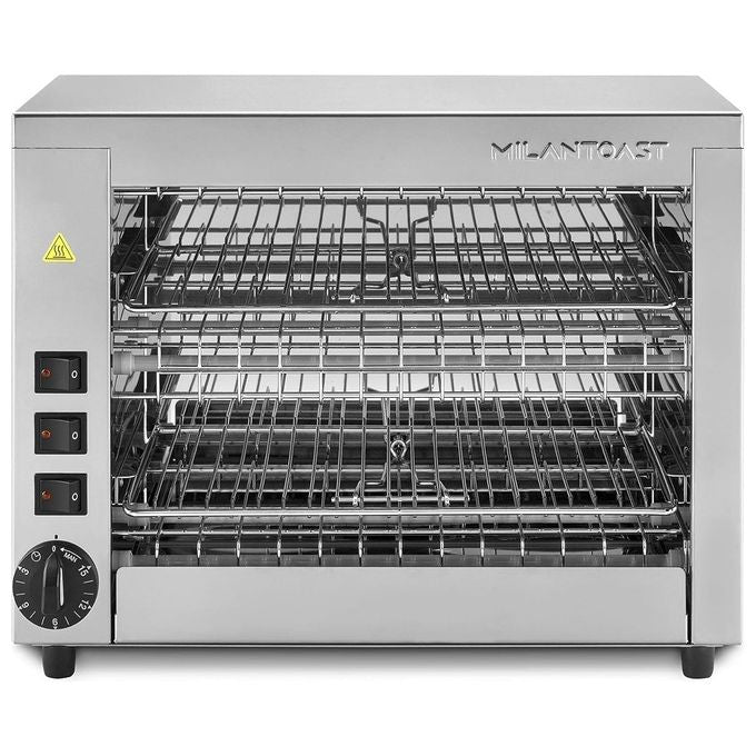 MilanToast 14056 Fornetto Tostiera Professionale Doppio 6 Posti Quarzo 2700 W Timer 15 min Acciaio Inox colore Quarzo