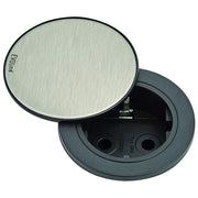 EVOline 159280003900 ONE Presa Singola da Incasso con Coperchio in Acciaio Inox 3 m Schuko 16A 230V colore Nero