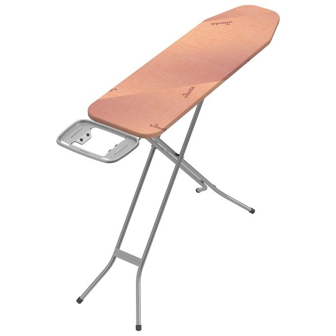 Vileda 174227 Leo Asse da Stiro con Poggia Ferro Piano 114x33 cm Altezza Regolabile 71-90 cm colore Silver e Arancio