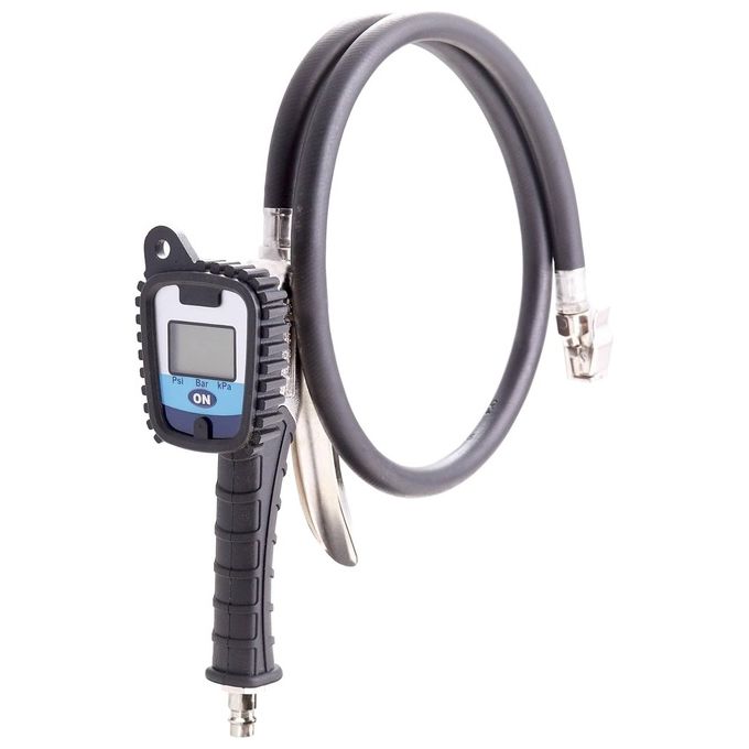 Aerotec 200546 LCD PRO Gonfiatore per Pneumatici ad Aria Compressa con Display Digitale LCD Tubo da 85 cm Attacco Rapido DN 7,2 colore Nero