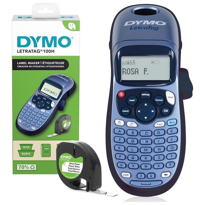 Dymo 2174576 LetraTag LT-100H Macchina Etichettatrice Palmare Stampa Termica Display LCD 13 caratteri 5 dimensioni carattere