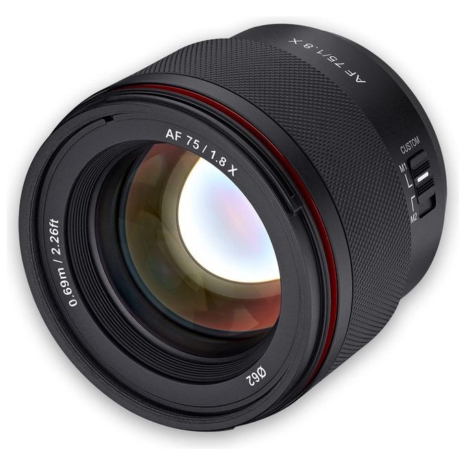 Samyang 23371 AF 75mm F1.8 Obiettivo Tele per Fujifilm X-Mount Apertura f-1.8 Autofocus STM 9 Lamelle Arrotondate Protezione Intemperie colore Nero