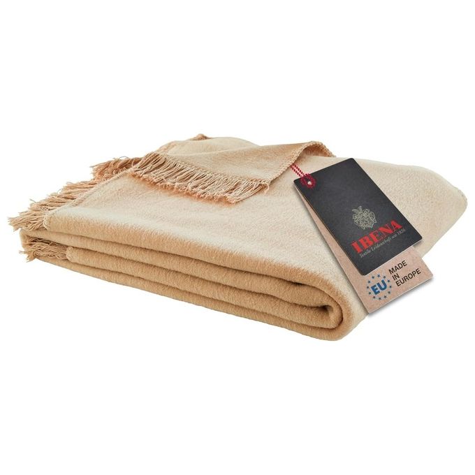 IBENA IB-2345-150-200-317-000 Braga Coperta con Frange 150 x 200 cm 58% Cotone Antistatica Lavabile a 30° Colore Camel