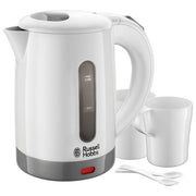 Russell Hobbs Bollitore Piccolo da Viaggio 1000W 0,85Litri 2 Tazze 2 Cucchiaini Bianco