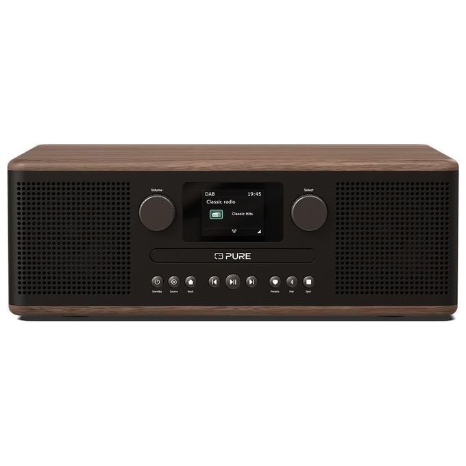 Pure CLASSIC C-D6 Sistema Musicale Mini Hi-Fi Radio DAB+ FM Bluetooth 5.3 30W con Lettore CD Display TFT 2.4'' colore Nero Noce