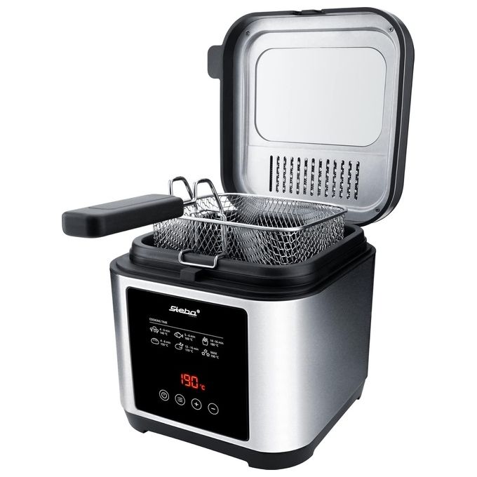 Steba 263500 DF 150 Frittura in Acciaio Inox 2 5 L 1200 W Timer Digitale Regolazione Temperatura Continua fino a 190 °C colore Nero Acciaio Inox