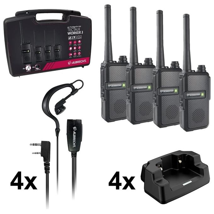 Albrecht 29826 Tectalk Worker 3 Radio PMR Portatile 16 Canali 446 MHz 0.5 W Batteria 2200 mAh colore Nero