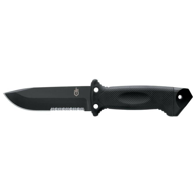 Gerber 1027863 LMF II Infantry Coltello da sopravvivenza militare in acciaio 420HC con lama drop point parzialmente seghettata e fodero MOLLE colore Nero