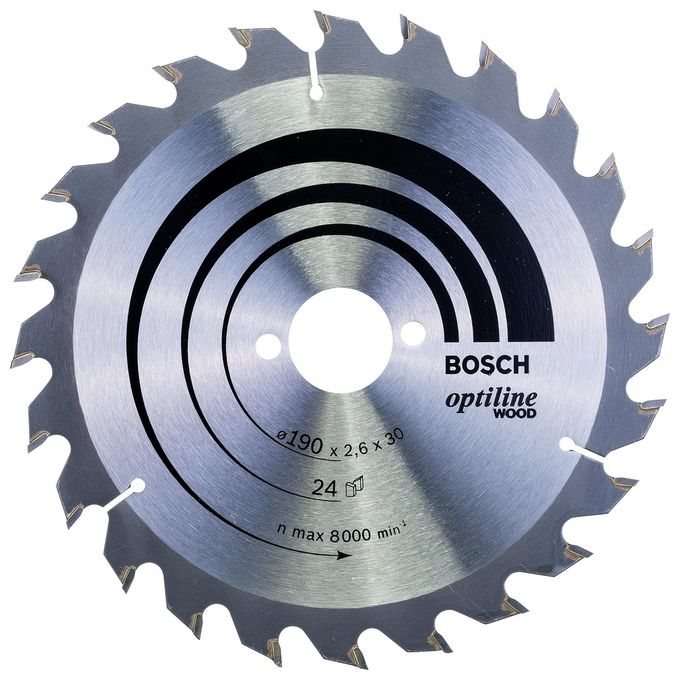 Bosch 2608640615 Optiline Wood Lama circolare per legno 190 mm 30 mm 24 denti colore Nero