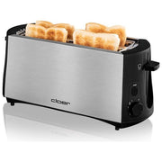 Cloer 3719 Tostapane 4 Fette Fessura Lunga 1380 W Scongelamento Riscaldamento colore Nero Acciaio Inox