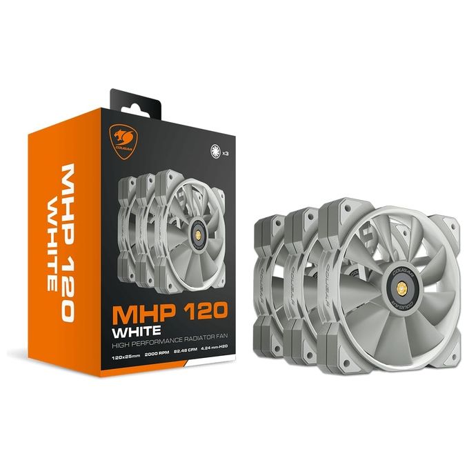 Cougar MHP120 Kit 3 Ventole PC 120mm PWM 2000rpm 82,48 CFM Cuscinetto Idraulico colore Bianco