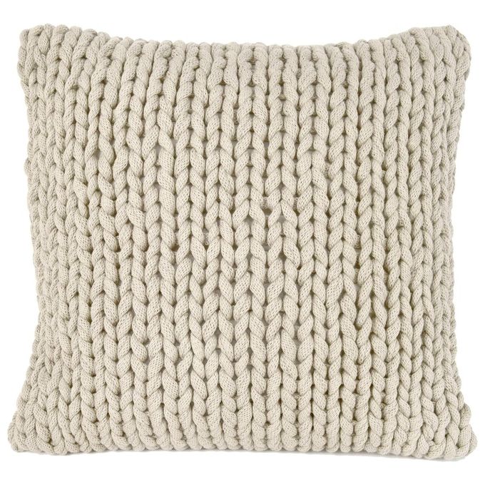 Nielsen HOME MARLIN Federa per Cuscino 50x50 cm in 100% Cotone con Maglia Grossa a Trecce Colore Bianco Panna