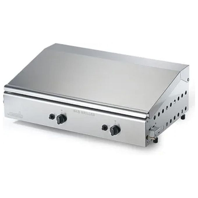 Ompagrill 4071 COVER M Plancha Double Bistecchiera a Gas Doppia Piastra Inox 2 Bruciatori 6 kW Accensione Piezoelettrica Made in Italy colore Inox