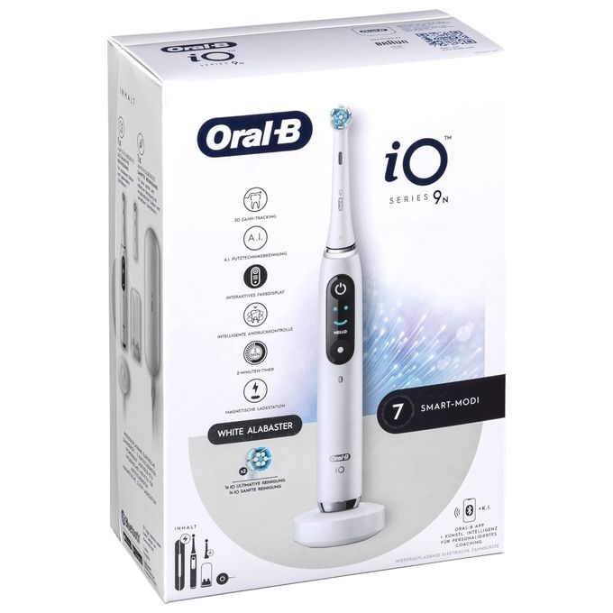 Oral-B 4210201408383 iO Series 9N Spazzolino elettrico Tecnologia magnetica iO 7 modalita' Timer OLED autonomia 14 giorni colore White Alabaster