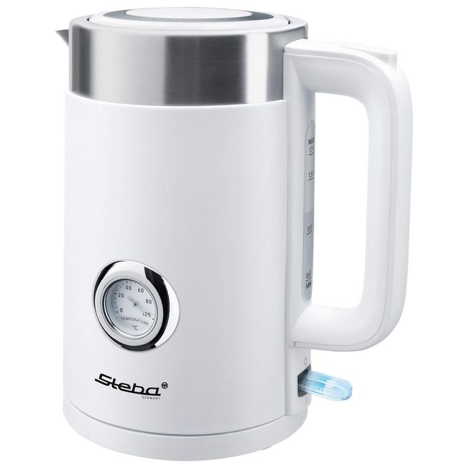 Steba WK 10 BIANCO Bollitore 1 7 L Acciaio Inox Doppia Parete Termica Indicatore Temperatura fino a 100 °C Base 360° Spegnimento Automatico Protezione Funzionamento a Secco colore Bianco