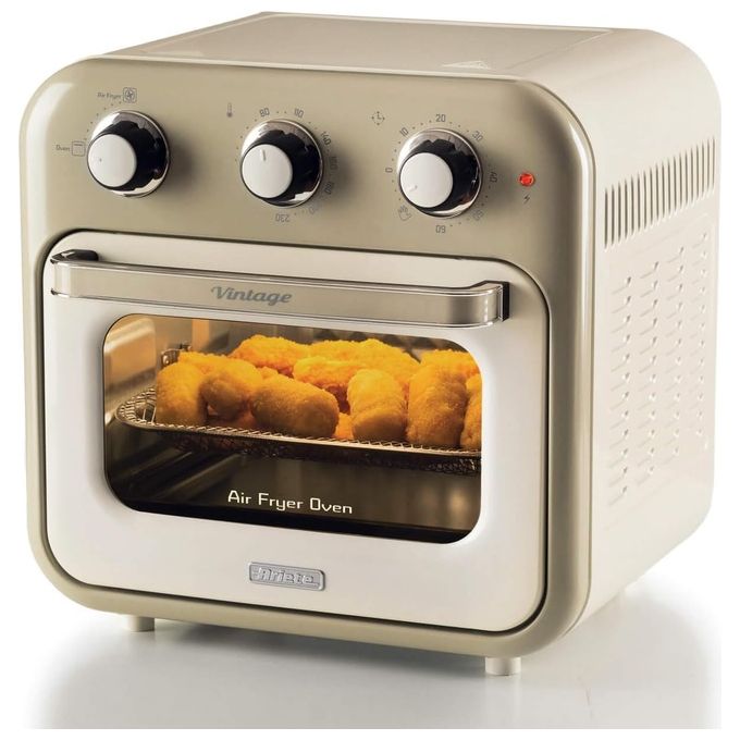 Ariete 4632 Friggitrice ad aria 2in1 con Forno Vintage 16 L 1400 W Timer 60 min Doppio Vetro Girarrosto colore Beige