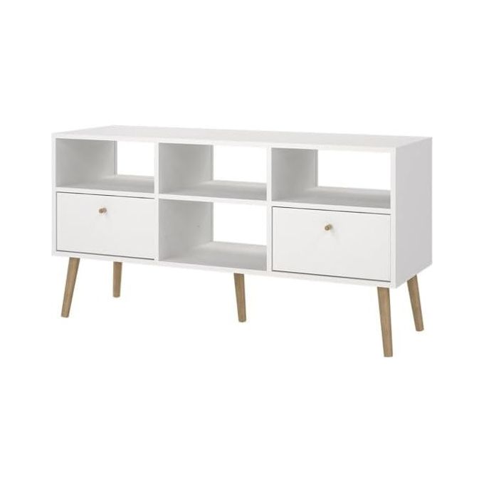 Tvilum 27904-UNIW Bodo Mobile TV con 2 Cassetti e 4 Scomparti Aperti in Truciolato Laminato colore Bianco